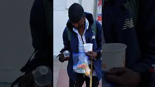 Homeless in America.Sweeping the sidewalk in Hollywood.#addiction #mentalhealth #homeless