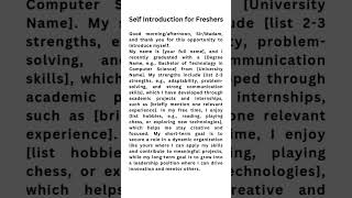 Self-Introduction for Freshers | Impress in Interviews with this Perfect Example!