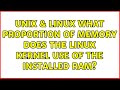 Unix & Linux: What proportion of memory does the Linux kernel use of the installed RAM?