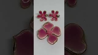 Vintage Enamel Brooch and clip earrings