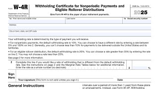 IRS Form W-4R walkthrough (Withholding Certificate for Nonperiodic Payments and Eligible Rollovers)