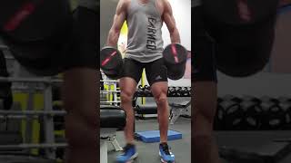 100lbs(each hand)DB bulgarian split squat for 15 reps no straps right leg