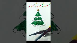 Amazing😲🎄Christmas Tree/Glitter Art #shorts #art #creative #drawing #christmas2024 #glitter #tree