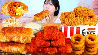 ASMR MUKBANG| 직접 만든 불닭 치즈 부리또 칠리스 치즈스틱 후라이드 치킨 먹방 & 레시피 FRIED CHICKEN AND FIRE NOODLES EATING