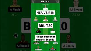 hea vs ren dream11 prediction || hea vs ren dream11 team || big bash league T20 || BBL T20 match