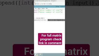 matrix programs in python telugu | matrix in python #campusjob #python #coding #pythontutorial