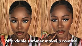 Drugstore/Affordable Summer Makeup Routine for Dark Skin | Flawless, Sweat-Proof, Detailed