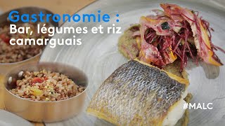Gastronomie : bar, légumes et riz camarguais