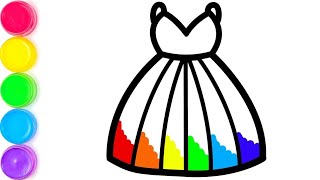 Сурет салу көйлек. Draw picture rainbow dress with song for kids. Bolalar uchun koylak rasm chizish