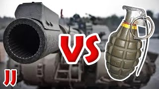 What happens if a grenade is tossed down a tank barrel?