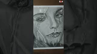 Drawing Realistic Wet Face Portrait #art #drawing #portrait #viral @smnarts12 @ArtByAliHaider