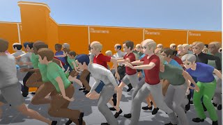 Basic Unity Engine Crowd Simulation But Everyone is Running in Fear