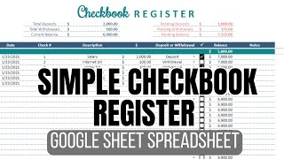 Simple Checkbook Register Spreadsheet (Google Sheets)