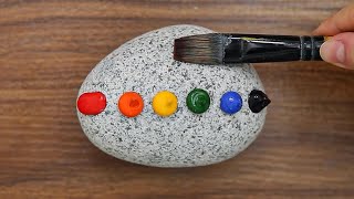 Very Simple & Easy Acrylic Painting on Stone｜Step by Step #880｜Painted Rocks｜Satisfying