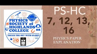 PS-HC | PROJECT #1 | PHYSICS PAPER EXPLANATION | 7, 12, 13, 16 | MADHUSHAN SURESHMANIYAM | V02