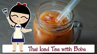 Refreshing Thai Iced Tea with Bobas