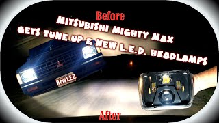 Tune Up and L.E.D. headlamps install on the Mitsubishi Mighty Max... Great results!