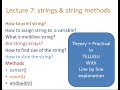 lecture 7 (Python strings and string methods)