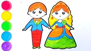 Cute Bride and Groom Drawing, Painting \u0026 Coloring For Kids and Toddlers_ Child Art