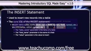 SQL Training - Structured Query Language Tutorial - The INSERT Statement Lesson