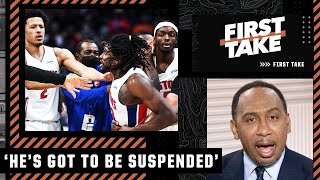 Stephen A. reacts to LeBron striking Isaiah Stewart: 'He's got to be suspended' | First Take