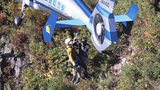 空撮・北アルプス槍ケ岳で落石　遭難者を救助