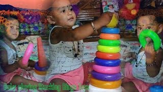 cute baby perfection in stacking rings toys☺️😜🥰🤪 #StackingRings #Nursery #Rhymes #shorts #kidstv