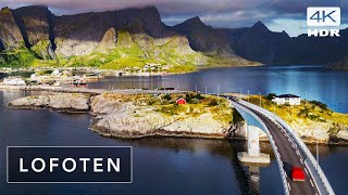 MAJESTIC DRIVE  LOFOTEN Norway at SUNSET. Reine, Hamnoy - Cinematic Walking Tours 4K