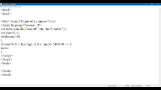 Sum of Digits of a number using javascript