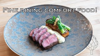 Flat iron steak with the best potato ever! | Fine dining comfort food