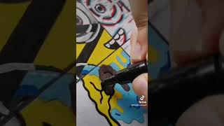 Drawing in DIFFERENT Art Styles With POSCA MARKER’S Part 3 #satisfying #shorts