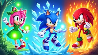 SONIC, AMY x KNUCKLES Brewing Cute Baby But Elemental Superhero - Sonic The Hedgehog 3 Animation