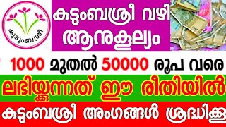 കുടുംബശ്രീ വഴി വീണ്ടും ആനുകൂല്യം എത്തുന്നുy 1000 മുതൽ 5000 രൂപ വരെ | kudumbashree loan details |