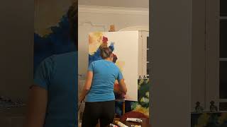 Primary Colors in Motion: A Time-Lapse Abstract Oil Painting #shorts