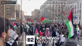 Pro-Palestinian demonstrators march over Brooklyn Bridge into Manhattan