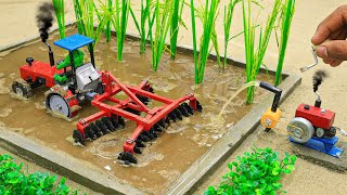 diy how to make water pump using mini diesel engine |diy tractor making harrow blade plough machine