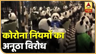 कोरोना नियमों का अनूठा विरोध, Restaurant में खाली कुर्सी पर रखे Panda | ABP News Hindi