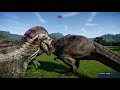 Jurassic World Evolution: 4 Carnos vs 3 spinos vs 3 t rexes vs 2 Indoraptor vs Indominus (Part 1)