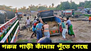 গরুর গাড়ি কাঁদায় পুঁতে গেছে।। ২০ জন মিলেও উঠাতে পারলো না গাড়ি।। cow hat vlog.......!!!!