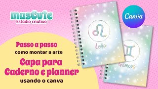 DIY | Como fazer arte capa caderno/planner no canva | PAP | encadernação e papelaria