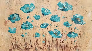 Easy Impasto Poppies Palette Knife Techniques Acrylic Painting Tutorial LIVE Step by Step Lesson