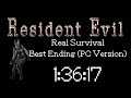 Resident Evil HD Remaster (PC 60FPS) Speedrun - Jill Real Survival Best Ending - 1:36:17