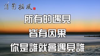 佛禪：所有的遇見，皆有因果，妳是誰，就會遇見誰【清影搖風】為您推薦人生感悟、勵志故事、為人處世、佛禪智慧等經典美文，每晚深夜讀書給您聽！