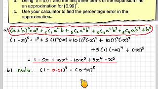 Using the binomial theorem to approximate a power