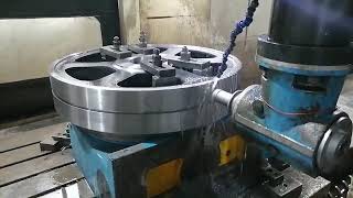 heavy duty herringbone gear wheel processing on CNC gantry boring and milling machine