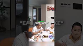Boy Keeps Eating During Earthquake Before Dad Looses It