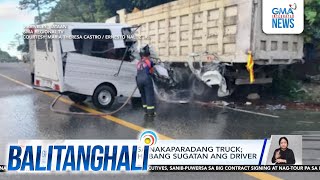 Van, bumangga sa nakaparadang truck; Pasahero, patay habang sugatan ang driver | Balitanghali