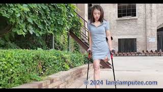 Ayla: Sak Amputee Girl uses elbow crutches