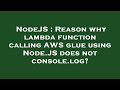 NodeJS : Reason why lambda function calling AWS glue using Node.JS does not console.log?