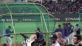 イチロー、メジャー開幕戦シリーズ、試合前練習（バックネット裏より）